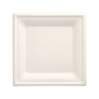 Tallrik Kantig Sockerrör Vit 20x20cm