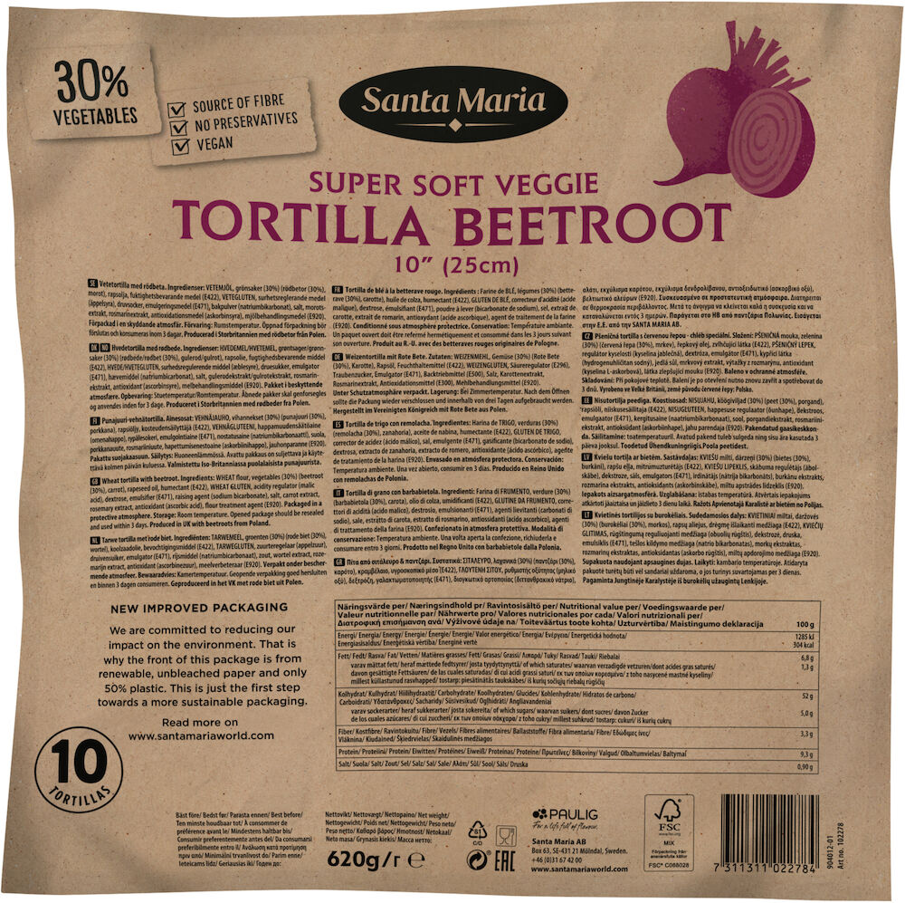 Tortilla Wrap Beetroot 25 cm