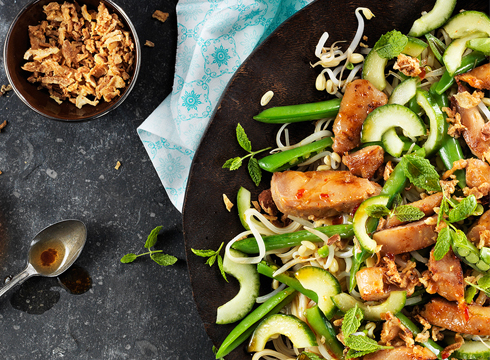 Asiatisk nudelsallad med kycklingstrimlor [Kronfågel]